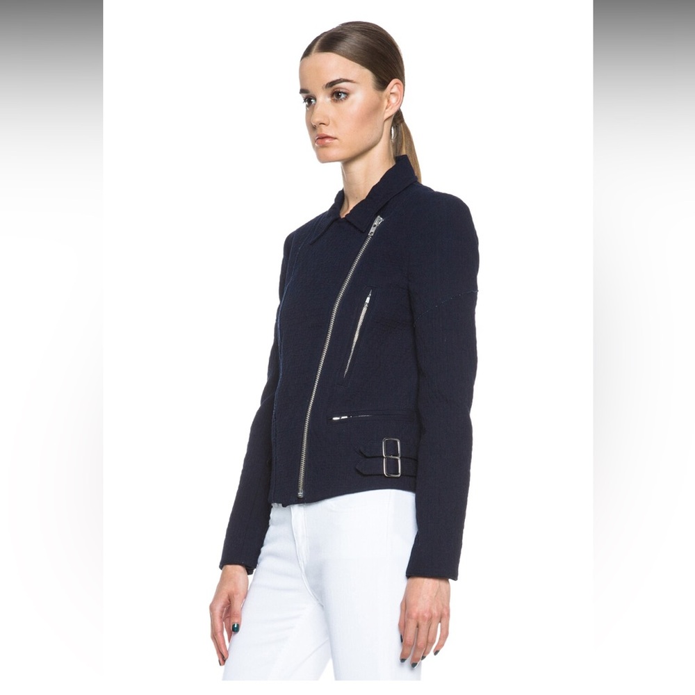 Victoria Beckham Joan dark denim biker jacket US 4 RRP $950